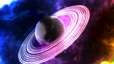 Saturn, Rings of Saturn, Surreal, Pink rings, Colorful space, Dream planet, Aesthetic