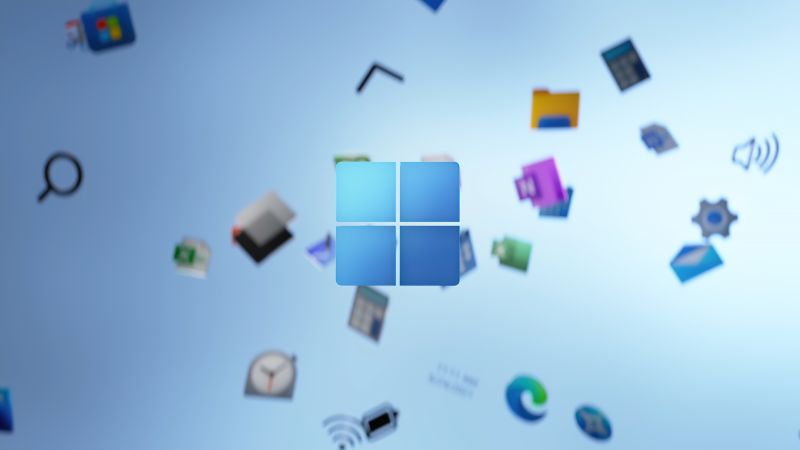 Windows 11, Apps, Stock, Official, Blue background, Wallpaper