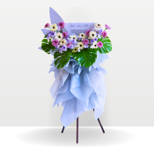 Violet whisper | condolences flower stand premium size free delivery kl & pj