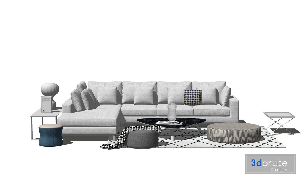 Living Room Sofa Set Sketchup Model - Sofa Set Sketchup 3d Model ...