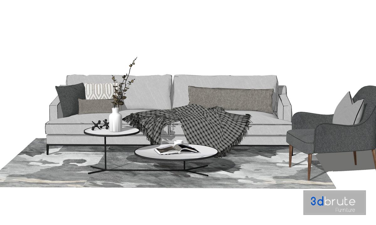 Living Room Sofa Set Sketchup Model - Sofa Set Sketchup 3d Model ...