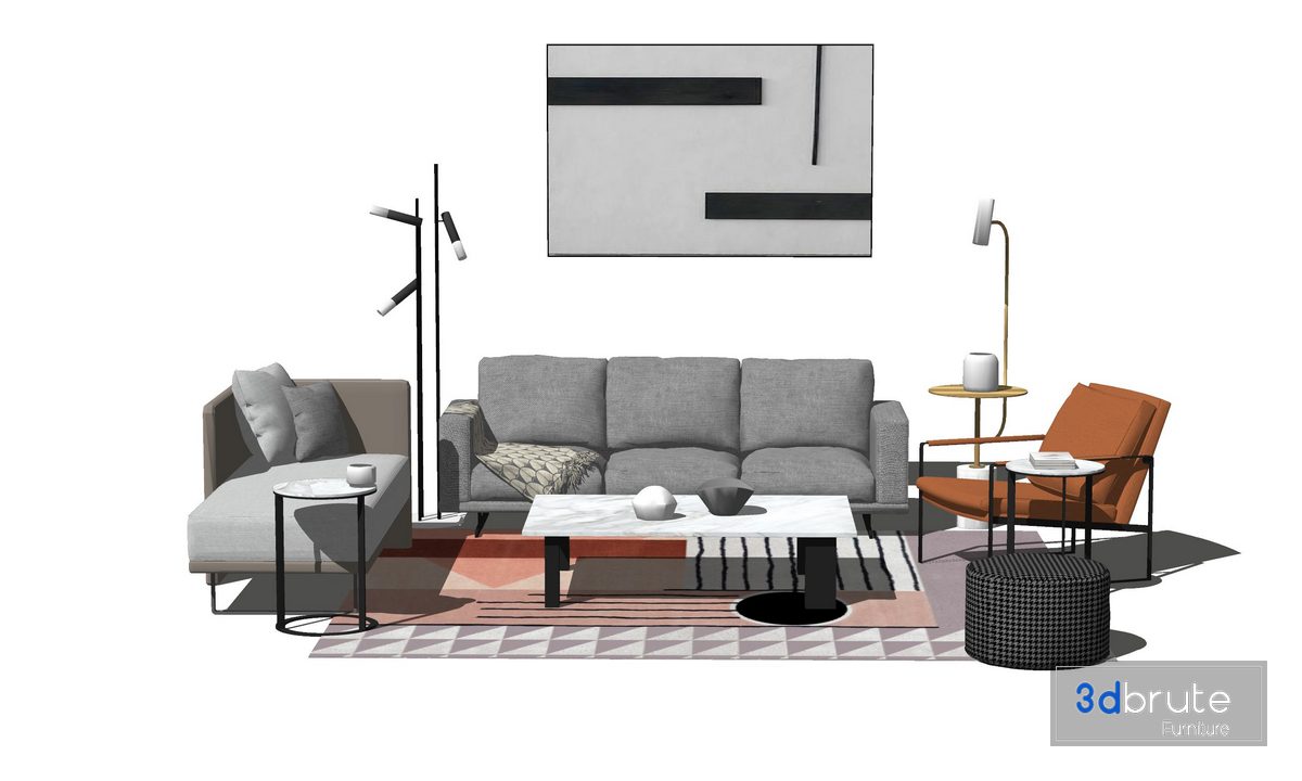 Living Room Sofa Set Sketchup Model - Sofa Set Sketchup 3d Model ...