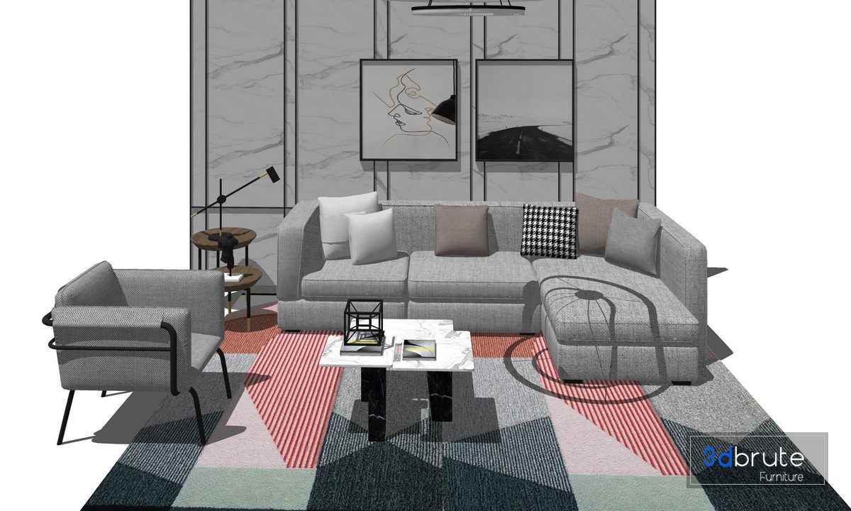 Living Room Sofa Set Sketchup Model - Sofa Set Sketchup 3d Model ...