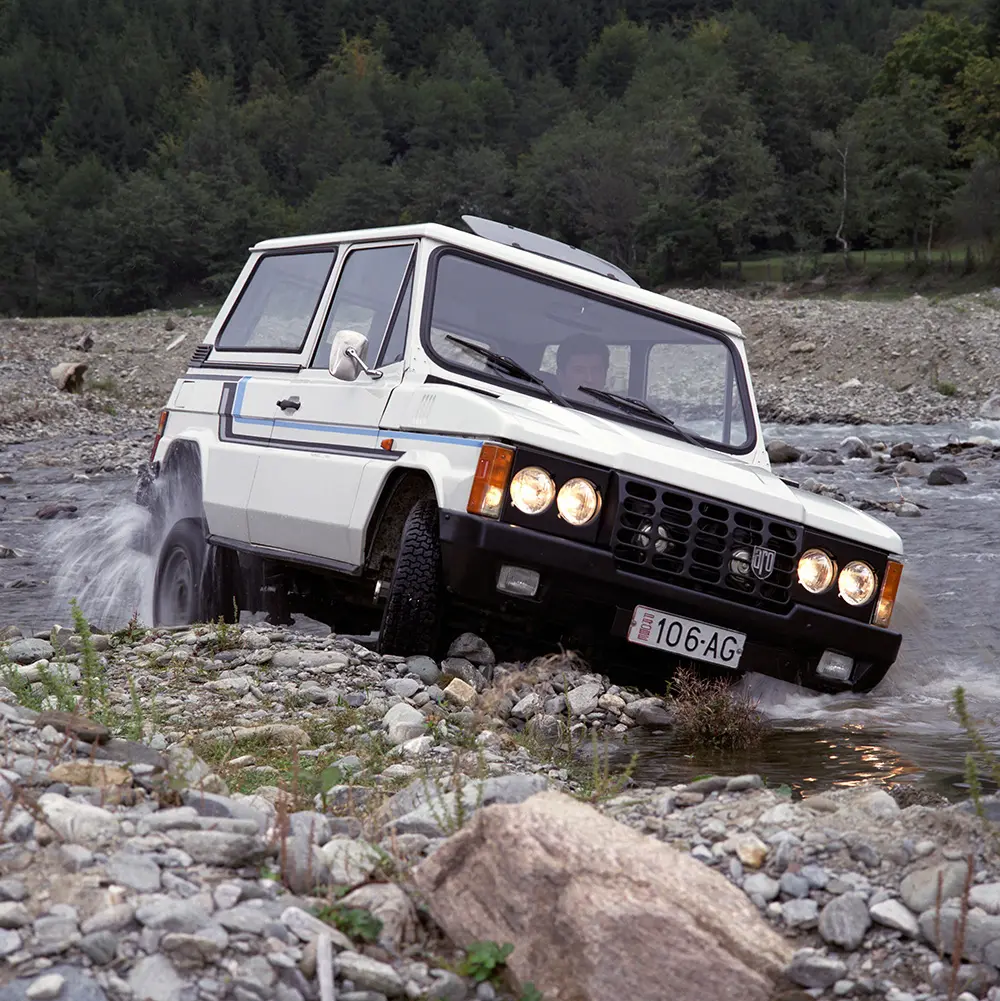 Road testing of a Romanian 4 x 4 ARO vehicle in river Prahova, Romania