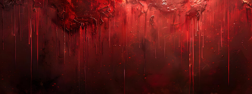 A red background with red drips of blood