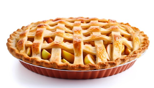 Freshly Baked Golden Apple Pie in a Pie Pan