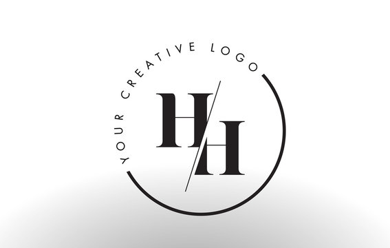 HH Serif Letter Logo Design with Creative Intersected Cut.