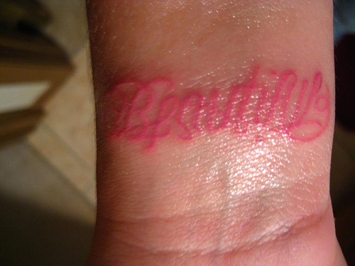 Ambigram beautiful pink ink