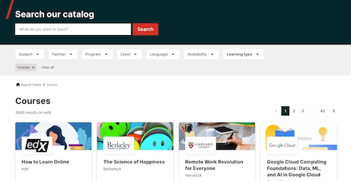 edXのコース検索画面
