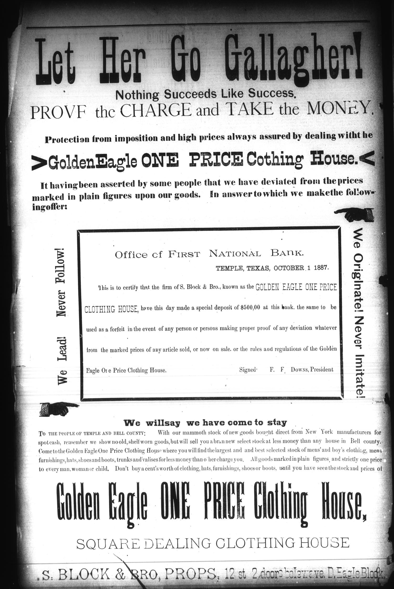 The Temple Weekly Times. (Temple, Tex.), Vol. 6, No. 35, Ed. 1 Saturday, October 8, 1887
                                                
                                                    [Sequence #]: 4 of 12
                                                