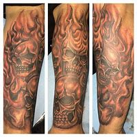 Image result for Skull Tattoo Designs for Men Sleeve Flames