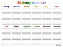 Image result for Birthday Calendar Word