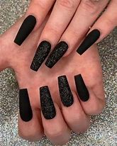 Image result for Matte Black Acrylic Nails