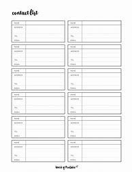 Image result for Blank Contact List Template