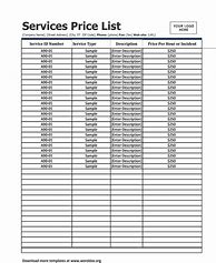 Image result for Free Price List Template Word