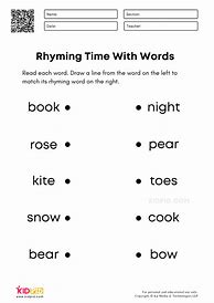 Image result for English Rhyming Words Worksheet for UKG