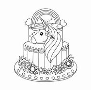 Image result for Cute Kawaii Unicorn Cake Coloring Pages