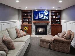 Image result for Basement TV Room Night