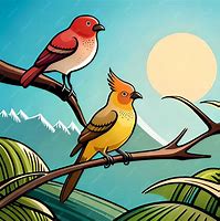 Image result for Colored Vector Drawing of a Bird On a Branch