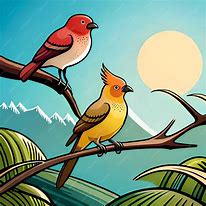 Image result for Drawing of a Bird On a Branch with a Colourful Background