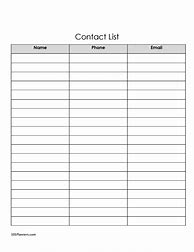 Image result for Blank Contact List Template