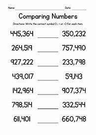 Image result for Ordering Large Numbers Worksheet