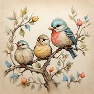 Image result for Free Painting of Birds in Tree