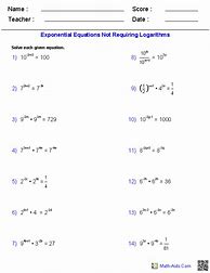 Image result for Exponential and Logarithmic Functions Worksheet