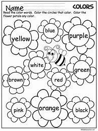 Image result for Learning Color Words Worksheets