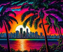 Image result for Miami Sunset Art