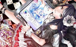 Image result for Anime Holding Tablet