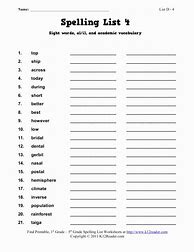 Image result for 6th Grade Spelling Words Worksheets