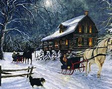 Image result for Log Cabin Christmas Winter Snow Scenes