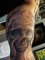 Image result for Skull Tattoo Designs for Men Sleeve Flames