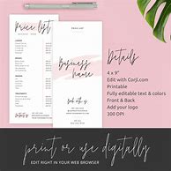 Image result for Free Price List Template Word