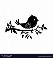 Image result for Bird in a Branch Vector Black