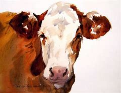 Image result for Watercolor Cow Painting