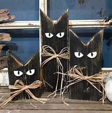 Image result for Plastic Flat Halloween Cat Decorations