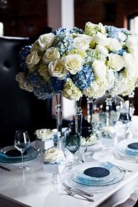 Image result for Blue Flower Table Arrangements