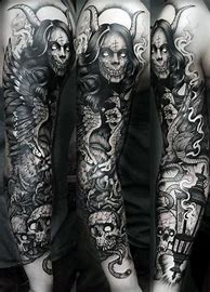 Image result for Evil Skull Sleeve Tattoos