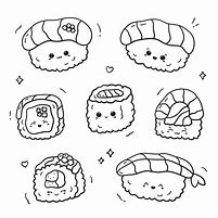 Image result for Sushi Color Book Pages Kawaii