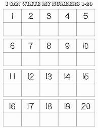 Image result for Writing Numbers 1 20 Worksheets