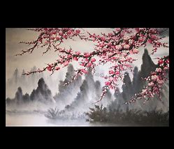 Image result for Japanese Art Cherry Blossoms Painting