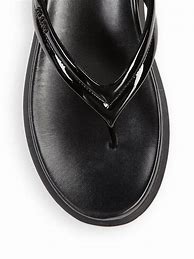 Image result for Black Leather Wedge Flip Flops