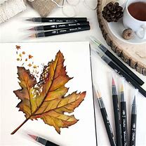 Image result for Leaf Drawing with Brush Pen