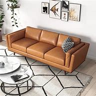 Image result for Camel Leather Sofa with Black and White Design