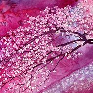 Image result for Japanese Art Cherry Blossoms Painting