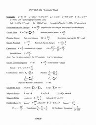 Image result for Physics 2 Cheat Sheet