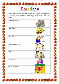 Image result for Greetings ESL Practice Worksheet