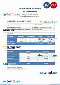 Image result for Commission Pay Stub Template